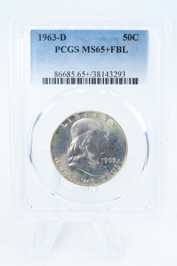 1963-D PCGS MS65+FBL Franklin Half Dollar Full Bell Lines 50C