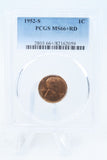1952-S PCGS MS66+RD Lincoln Wheat Cent Business Strike 1C
