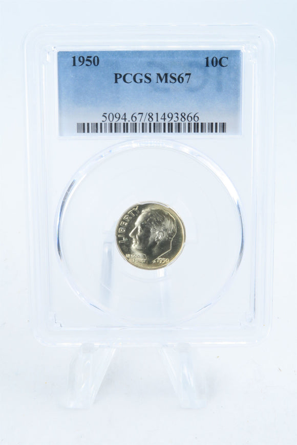 1950-P PCGS MS67 Roosevelt Dime Business Strike 10C