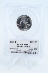 2001-P PCGS MS67 Rhode Island State Quarter Business Strike 25C