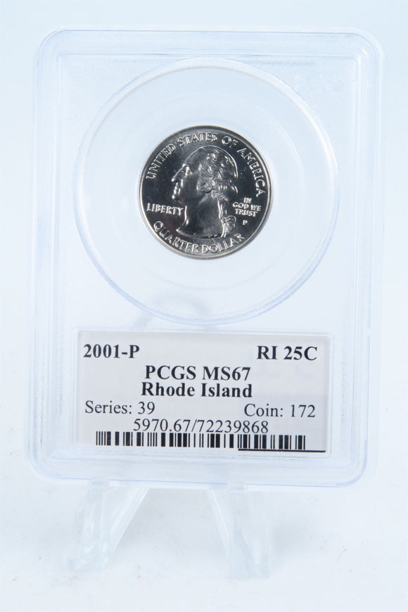 2001-P PCGS MS67 Rhode Island State Quarter Business Strike 25C