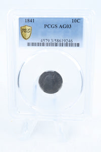 1841-P PCGS AG03 Liberty Seated Dime Business Strike 10C