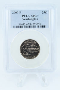 2007-P PCGS MS67 Washington State Quarter Business Strike 25C