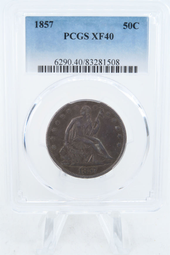 1857-P PCGS XF40 Liberty Seated Half Dollar Business Strike 50C
