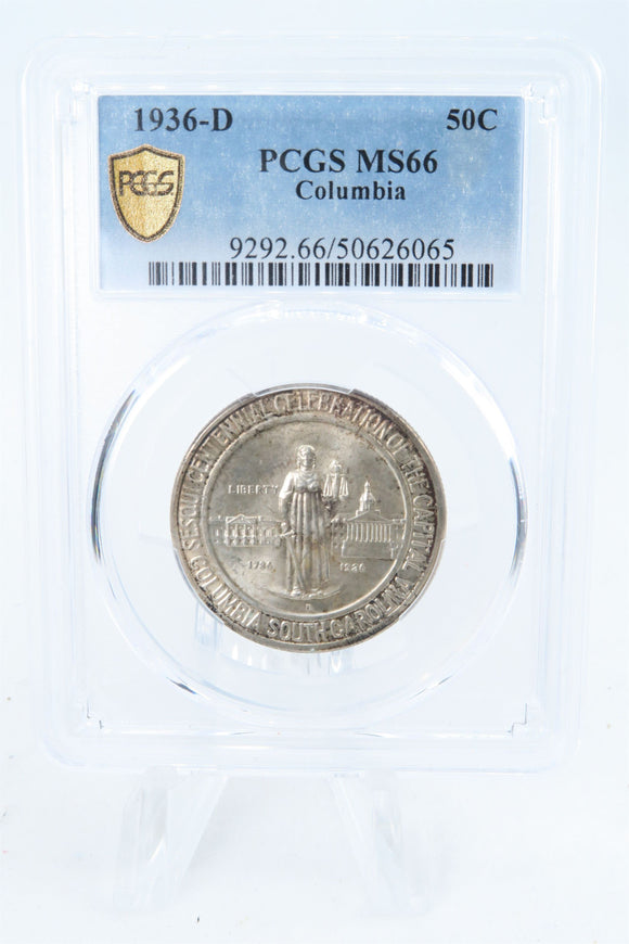 1936-D PCGS MS66 Columbia Classic Commemorative Half Dollar 50C