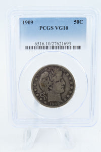 1909-P PCGS VG10 Barber Half Dollar Business Strike 50C