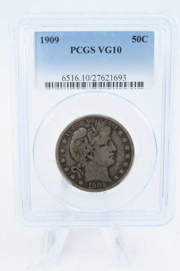 1909-P PCGS VG10 Barber Half Dollar Business Strike 50C