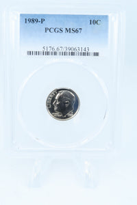 1989-P PCGS MS67 Roosevelt Dime Business Strike 10C