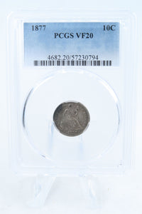 1877-P PCGS VF20 Liberty Seated Dime Business Strike 10C