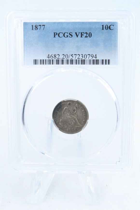 1877-P PCGS VF20 Liberty Seated Dime Business Strike 10C