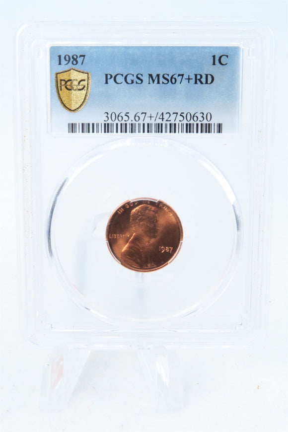 1987-P PCGS MS67+RD Lincoln Memorial Cent Business Strike 1C