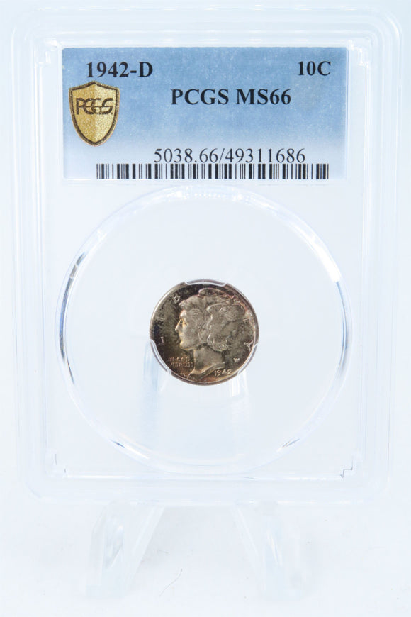 1942-D PCGS MS66 Mercury Dime Business Strike 10C