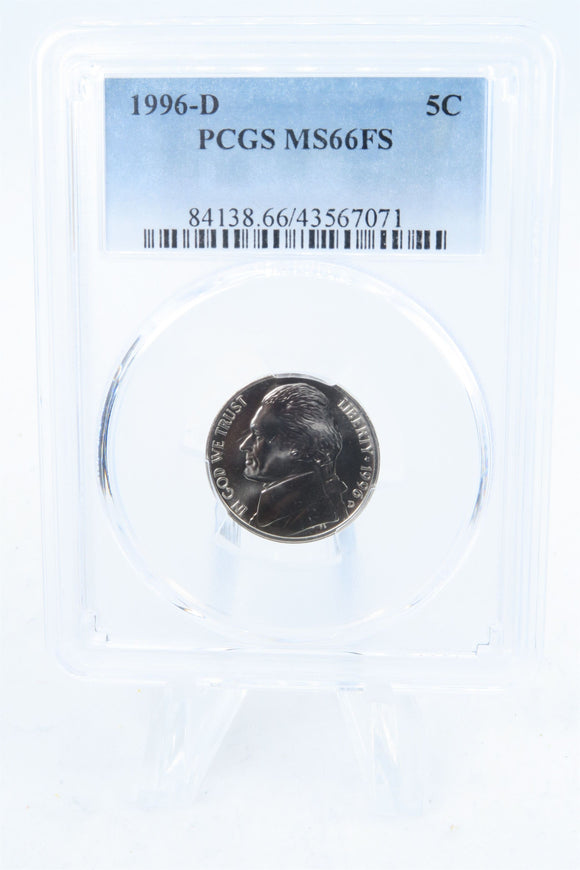 1996-D PCGS MS66FS Jefferson Nickel Full Steps Business Strike 5C