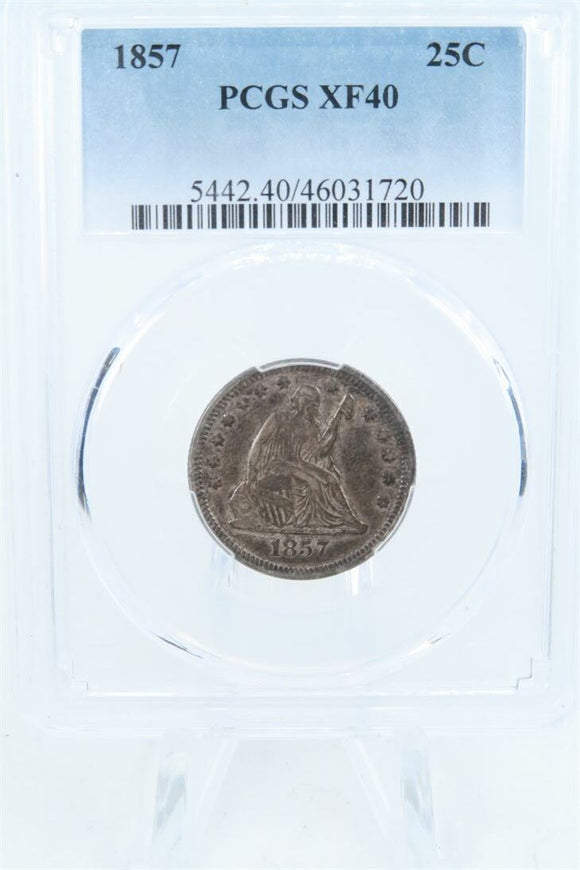 1857-P PCGS XF40 Liberty Seated Quarter Business Strike 25C