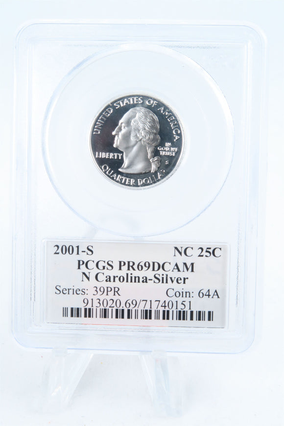 2001-S PCGS PR69DCAM Silver North Carolina State Quarter Proof 25C