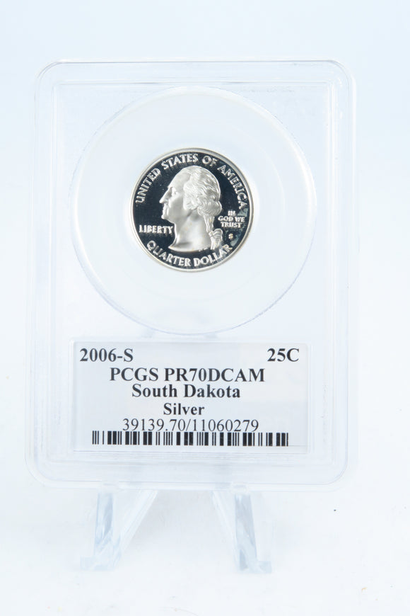 2006-S PCGS PR70DCAM Silver South Dakota State Quarter Proof 25C