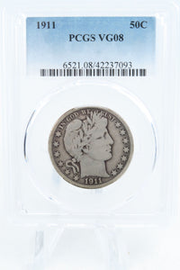 1911-P PCGS VG08 Barber Half Dollar Business Strike 50C