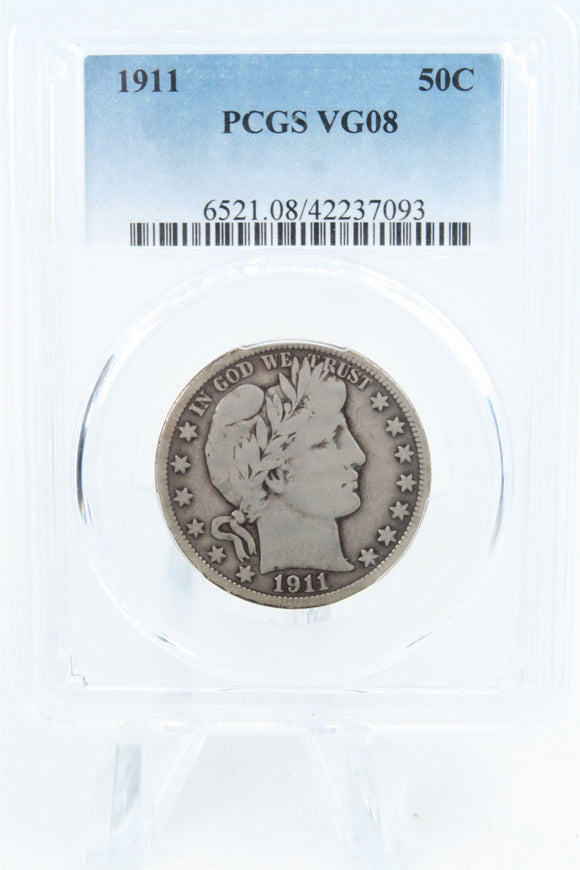 1911-P PCGS VG08 Barber Half Dollar Business Strike 50C