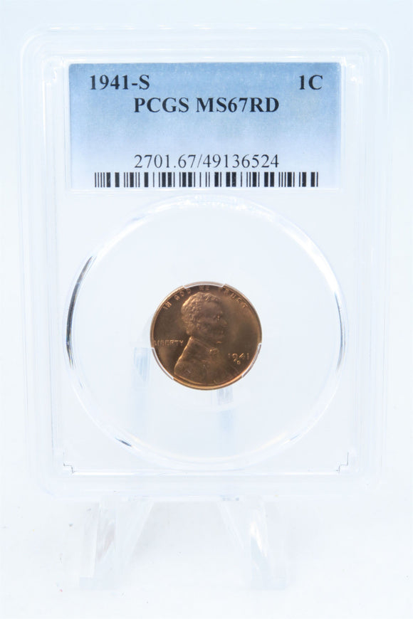 1941-S PCGS MS67RD Lincoln Wheat Cent Business Strike 1C