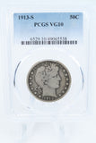 1913-S PCGS VG10 Barber Half Dollar Business Strike 50C