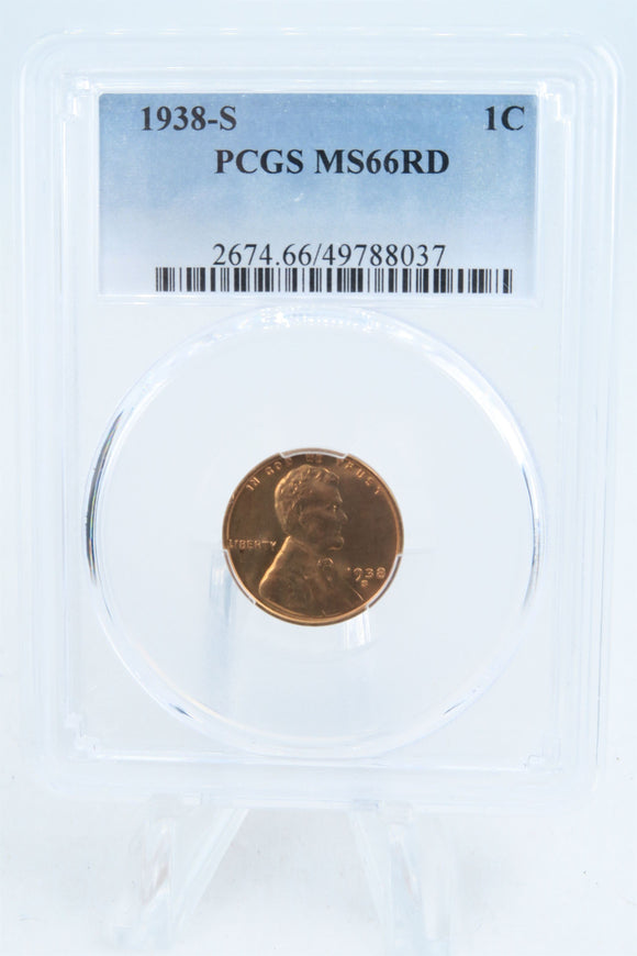 1938-S PCGS MS66RD Lincoln Wheat Cent Business Strike 1C