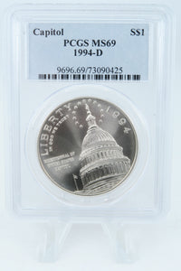 1994-D PCGS MS69 Capitol Silver Modern Commemorative Dollar