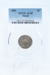 1883-P PCGS AU55 Shield Nickel Business Strike 5C