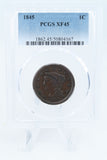 1845-P PCGS XF45BN Braided Hair Cent Business Strike 1C