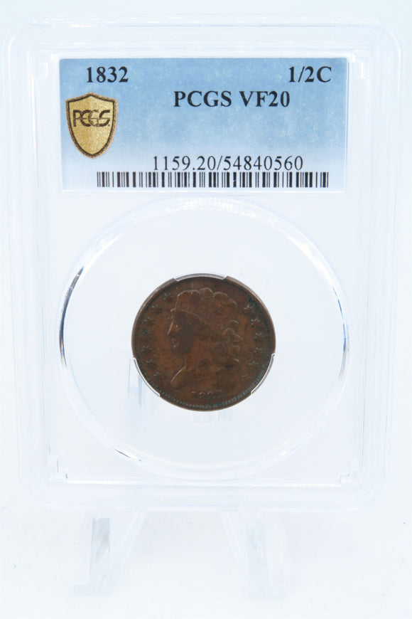 1832-P PCGS VF20BN Classic Head Half Cent Business Strike