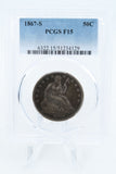 1867-S PCGS F15 Liberty Seated Half Dollar Business Strike 50C