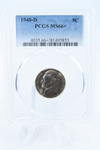 1948-D PCGS MS66+ Jefferson Nickel Business Strike 5C