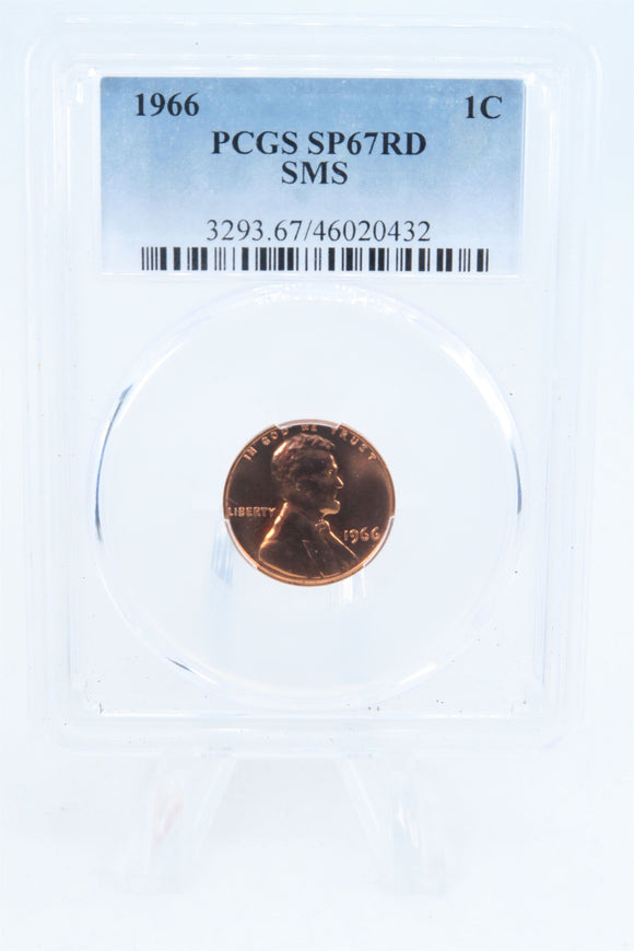 1966-P PCGS SP67RD SMS Lincoln Cent 1C