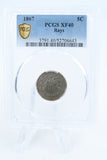 1867-P PCGS XF40 Shield Nickel Business Strike 5C