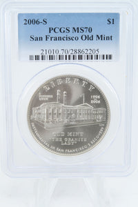 2006-S PCGS MS70 San Francisco Old Mint Silver Modern Commemorative Dollar