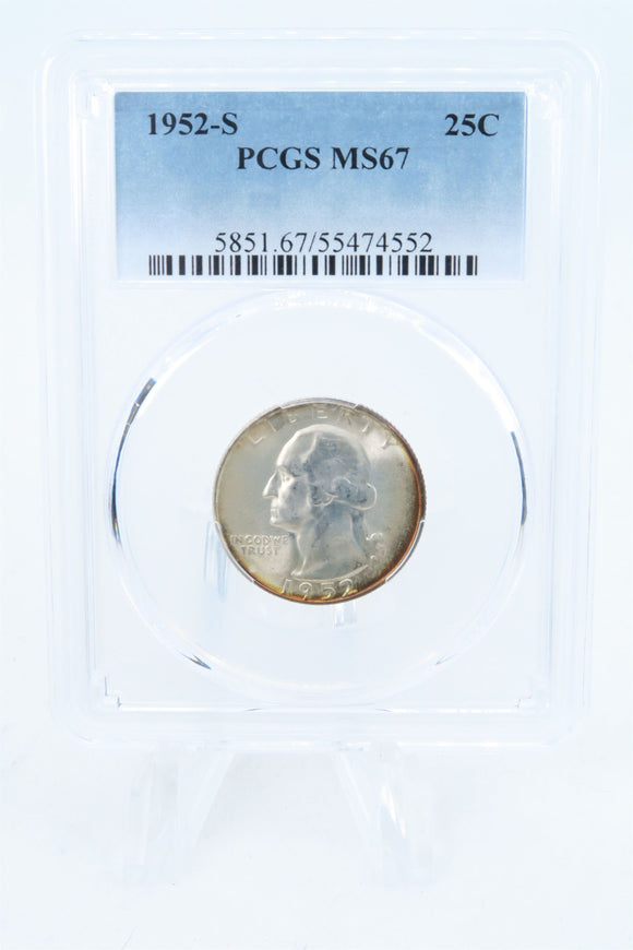 1952-S PCGS MS67 Washington Quarter Business Strike 25C