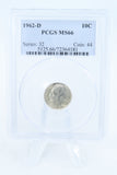 1962-D PCGS MS66 Roosevelt Dime Business Strike 10C