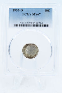 1955-D PCGS MS67 Roosevelt Dime Business Strike 10C