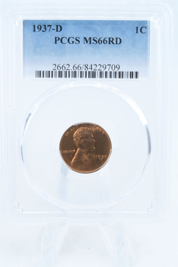 1937-D PCGS MS66RD Lincoln Wheat Cent Business Strike 1C