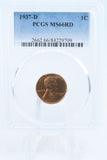 1937-D PCGS MS66RD Lincoln Wheat Cent Business Strike 1C