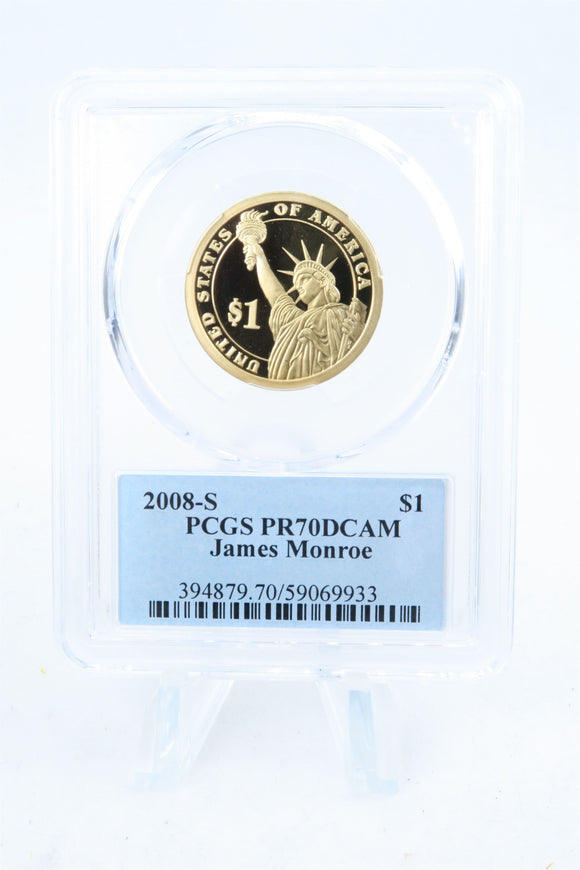 2008-S PCGS PR70DCAM James Monroe Presidential Dollar Proof