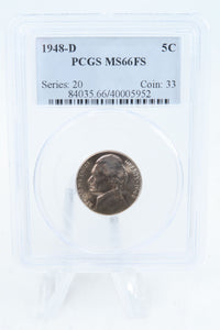 1948-D PCGS MS66FS Jefferson Nickel Full Steps Business Strike 5C