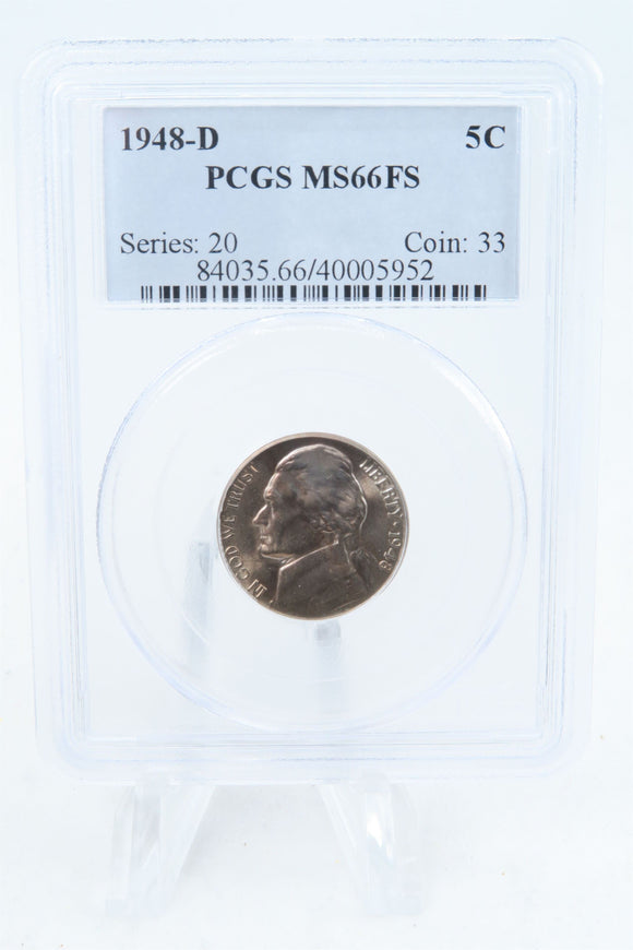 1948-D PCGS MS66FS Jefferson Nickel Full Steps Business Strike 5C