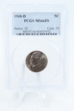 1948-D PCGS MS66FS Jefferson Nickel Full Steps Business Strike 5C