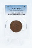 1843-P PCGS AU53BN Petite Head Small Letters Braided Hair Cent Business Strike 1C