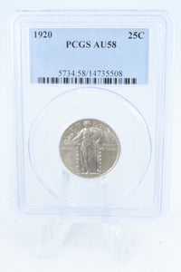 1920-P PCGS AU58 Standling Liberty Quarter Business Strike 25C