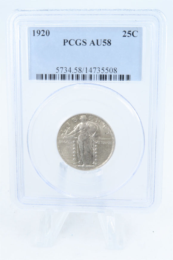 1920-P PCGS AU58 Standling Liberty Quarter Business Strike 25C