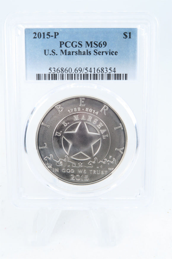 2015-P PCGS MS69 U.S. Marshals Service Silver Modern Commemorative Dollar