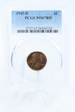 1945-D PCGS MS67RD Lincoln Wheat Cent Business Strike 1C