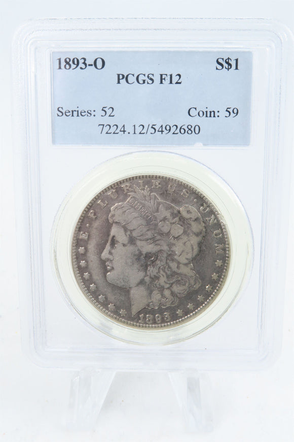 1893-O PCGS F12 Morgan Dollar Business Strike