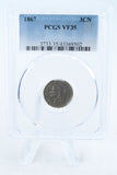 1867-P PCGS VF35 Three (3) Cent Nickel Business Strike 3CN